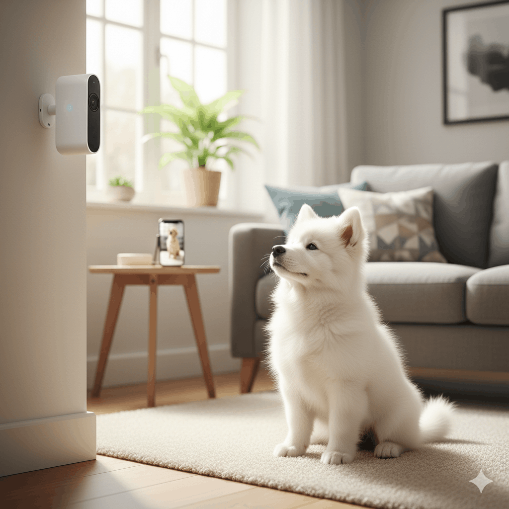 Cachorro filhote olhando com atenção, representando o momento de escolher o nome do cachorro perfeito.