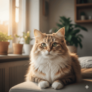 Imagem de destaque de um gato Siberiano, conhecido por produzir menos proteína Fel d 1. Ilustra o artigo sobre raças de gatos hipoalergênicos e como conviver com alergias.